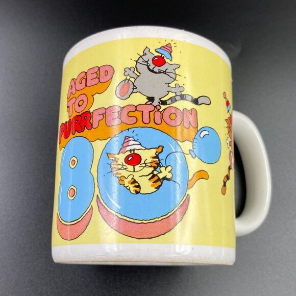Vintage "Aged to Purr-Fection" 80th, Cat Lover Gifts - Birthday Mug - Picture 6 of 8
